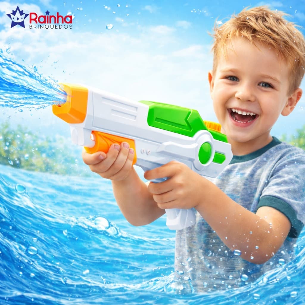 Pistola Lança Água 40cm Arminha de Brinquedo Lança Água Potente Praia Piscina Verão