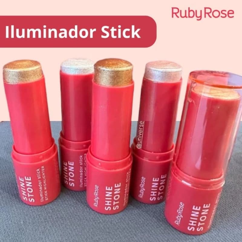 Iluminador Stick Shine Stone RUBY ROSE com Brilho Radiante e Aplicação Fácil - Envio Imediato.