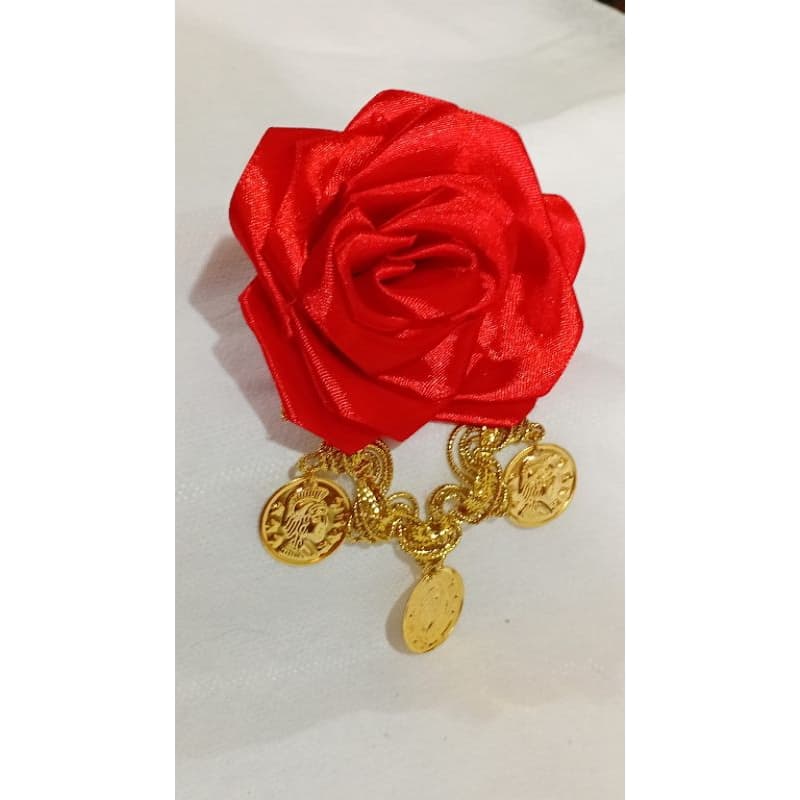 Rosa Flor de Cabelo Presilha com moedas Umbanda CIGANA Diversas Cores