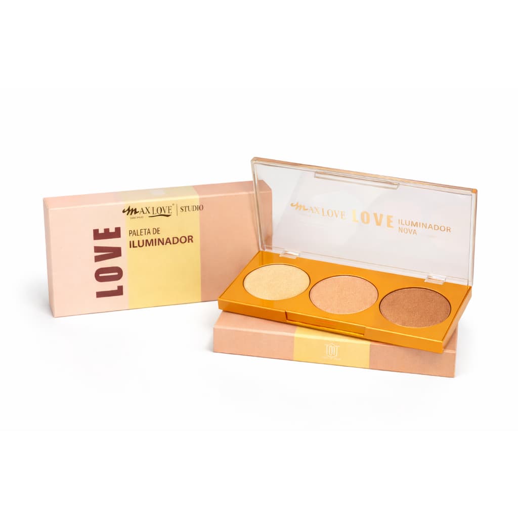 Paleta Trio Iluminador Max Love 3 Tons | Iluminador Facial, Blush e Contorno | Maquiagem Glow