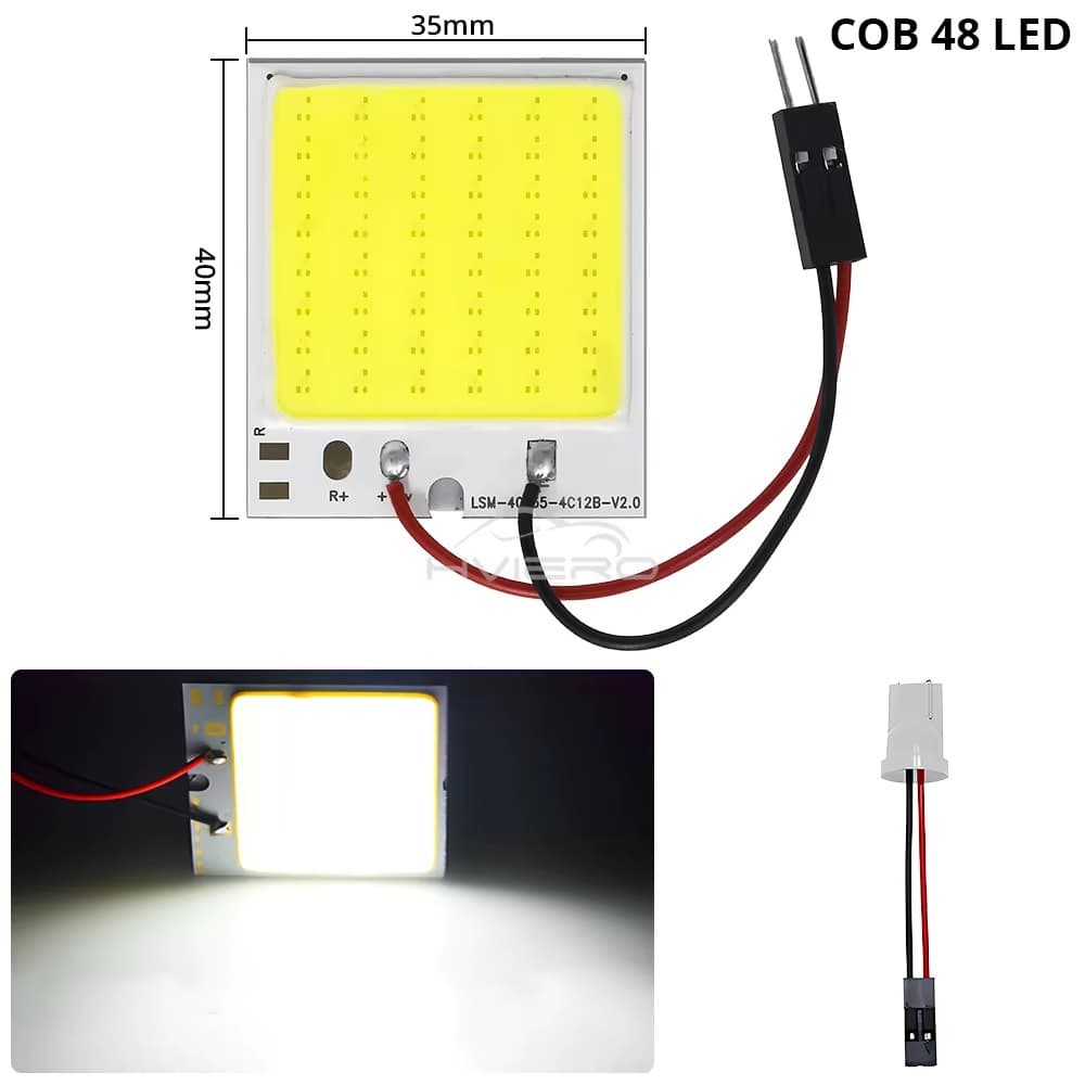 Placa Led Cob 48 Leds T10 5w 12v Luz Interna
