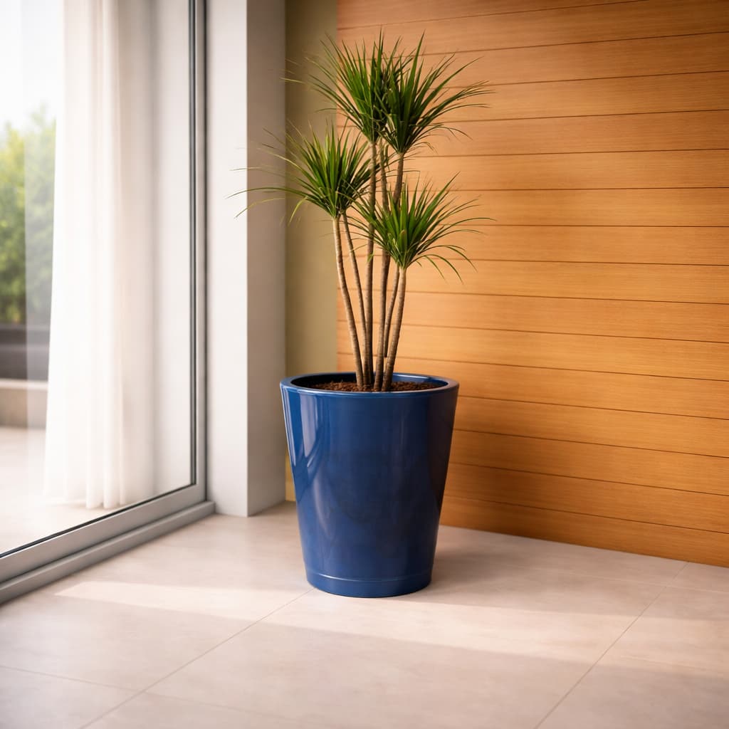 Vaso para Planta Em Polietileno Coluna Redonda Cone Marmorizado Nº1 ( 23x28 ) com Prato