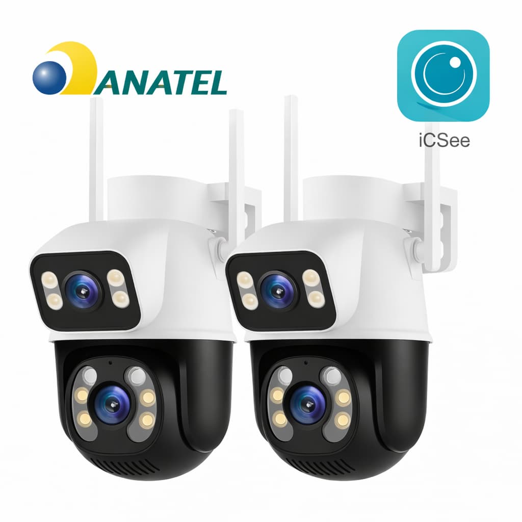 Kit 2 Câmera Externa Ip Wifi Icsee 8mp 4k C/  Visão Noturna  Segurança Dupla Prova Dágua 360 Rotação