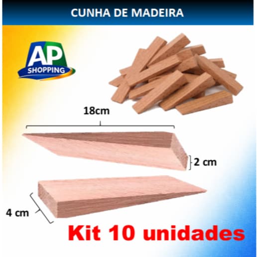 Cunha de Madeira para cabo de Enxada Ferramentas Trava Porta Marcenaria kit 10 cunhas 18 x 4 x 2cm