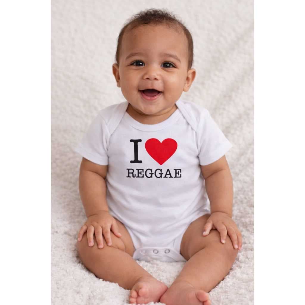 BODY I LOVE REGGAE UNISSEX PRESENTE BEBE MENINO MENINA TEMA MUSICA