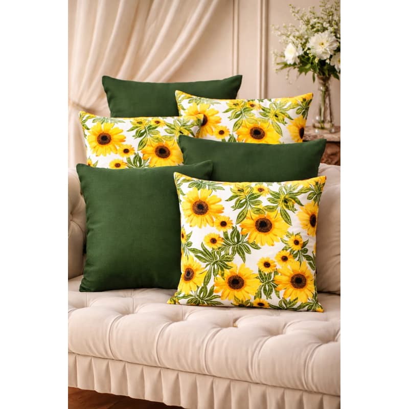 kit 4 capas de almofada 43x43 estampa de girassol