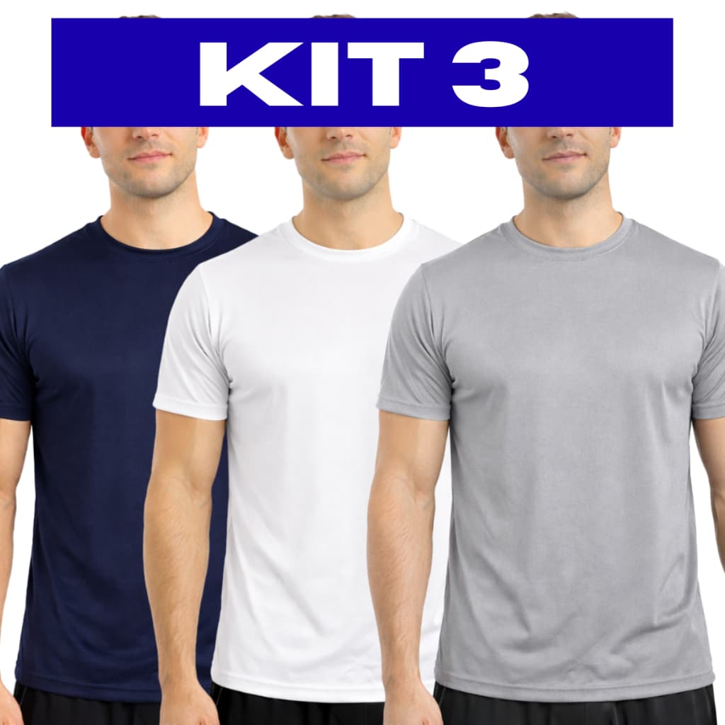 Kit 3 Camisetas Dry Fit Masculina Academia Treino Corrida Casual Anti Suor Secagem Rápida