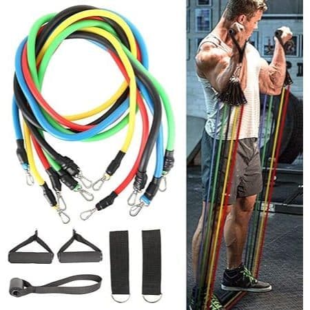Kit 11 Peças Com Elástico Pegador Para Treino Funcional Extensor Crossfit Exercício Em Casa Pilates
