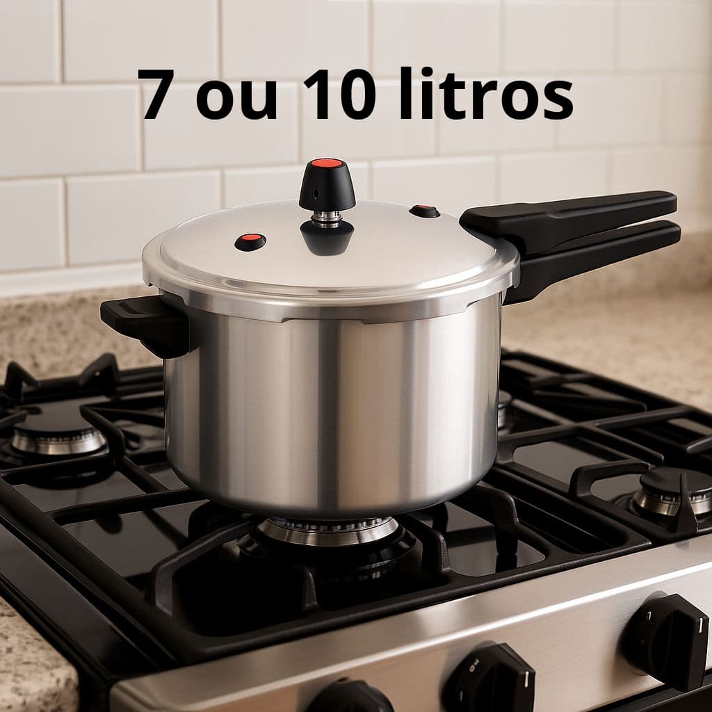 Panela de Pressão com Fechamento Externo – 7L ou 10L - Feijão Feijoada Sopa Carne Assada Canjica Milho