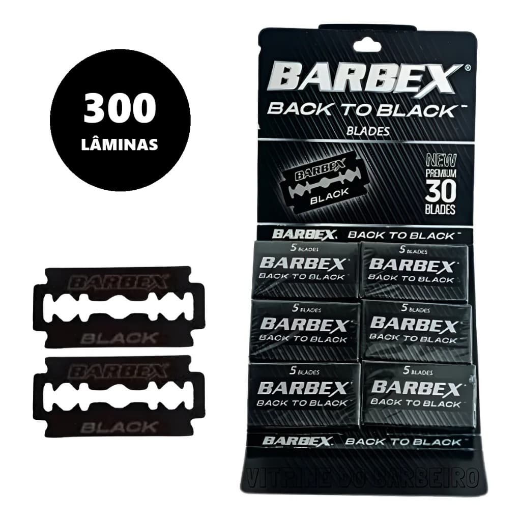 kit 300 Lâminas Barbex Black to Black 10 Cartelas