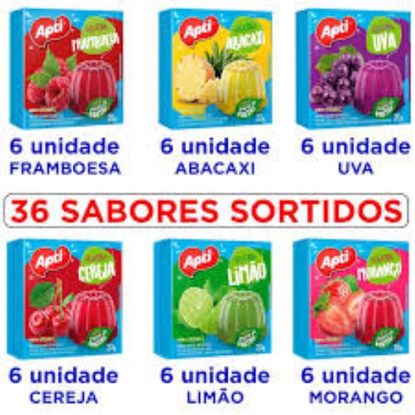 Kit c/36 unidades de Gelatina 20g Sabores Sortidos - Apti