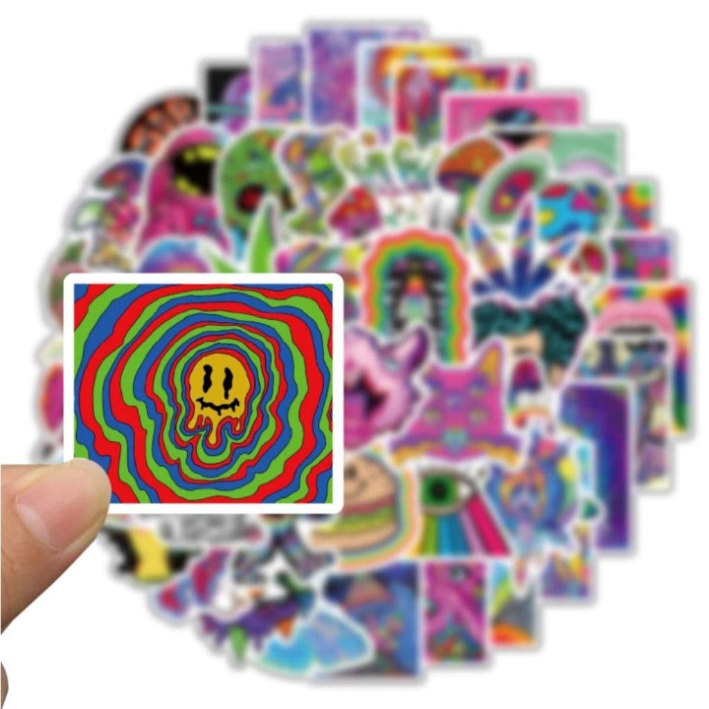 52 Stickers Psicodelia Futurista Design Skate Vinil Sticker Colorful Decoração