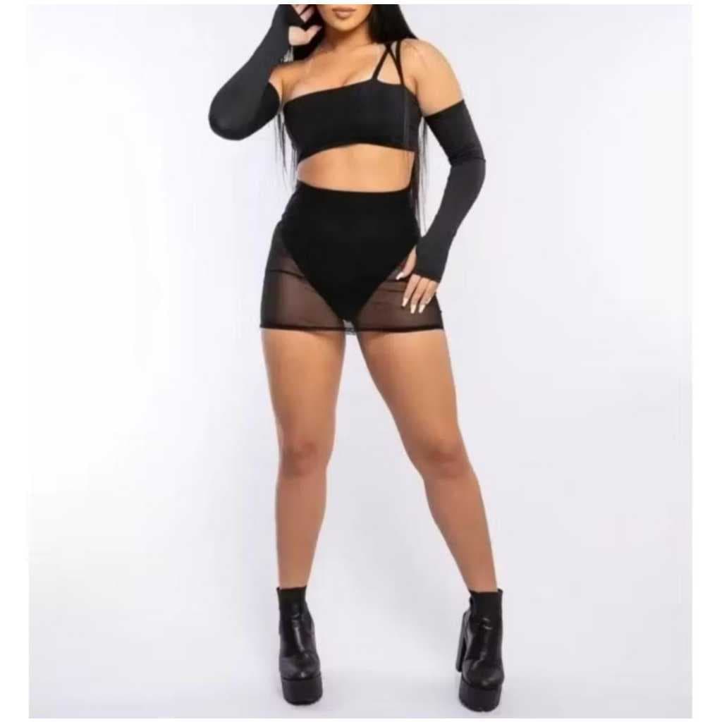 Saia Tule Transparente Com Calcinha Hot Pant Suplex