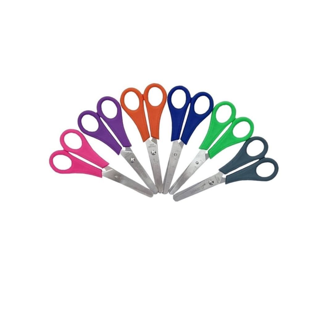 Kit 2 Tesouras Escolar 13cm Aço Inox Colorida Infantil Escolar