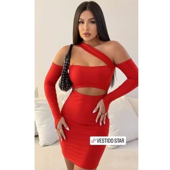 Vestido Manga Longa Moda Feminina Verão  Cruzado Estiloso Academia