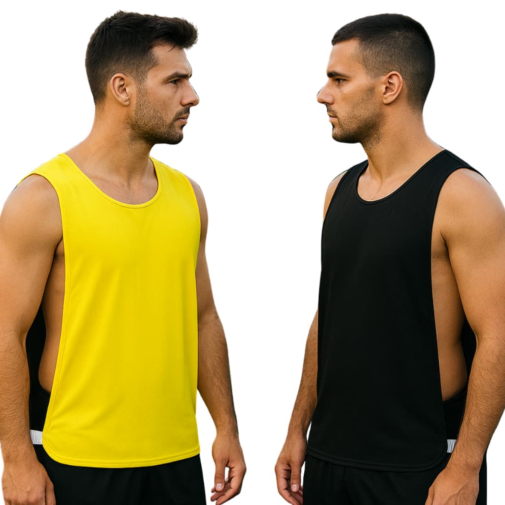 Kit 4 Colete futebol dupla face adulto infantil amarelo preto esportivo society futsal campo cores