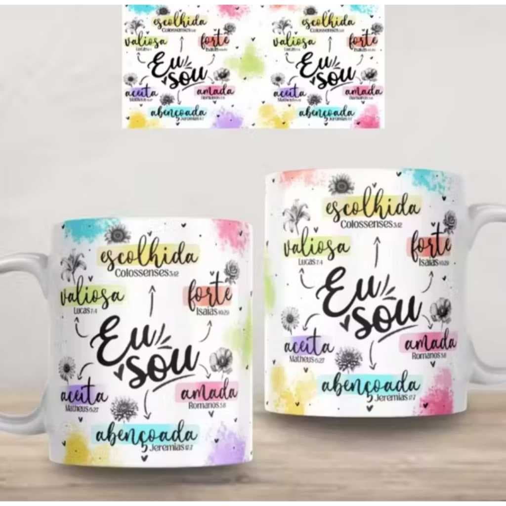 Caneca Xícara Frase Motivacional Eu Sou 325 ml Porcelana