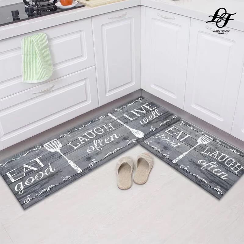 Tapete Antiderrapante e Antimanchas para Cozinha - Conjunto de 2 Peças, Fácil de Limpar, Ideal para Entrada e Quarto.