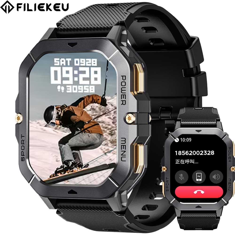 FILIEKEU Relógio esportivo Bluetooth5ATM à prova d'água com monitoramento de frequência cardíaca