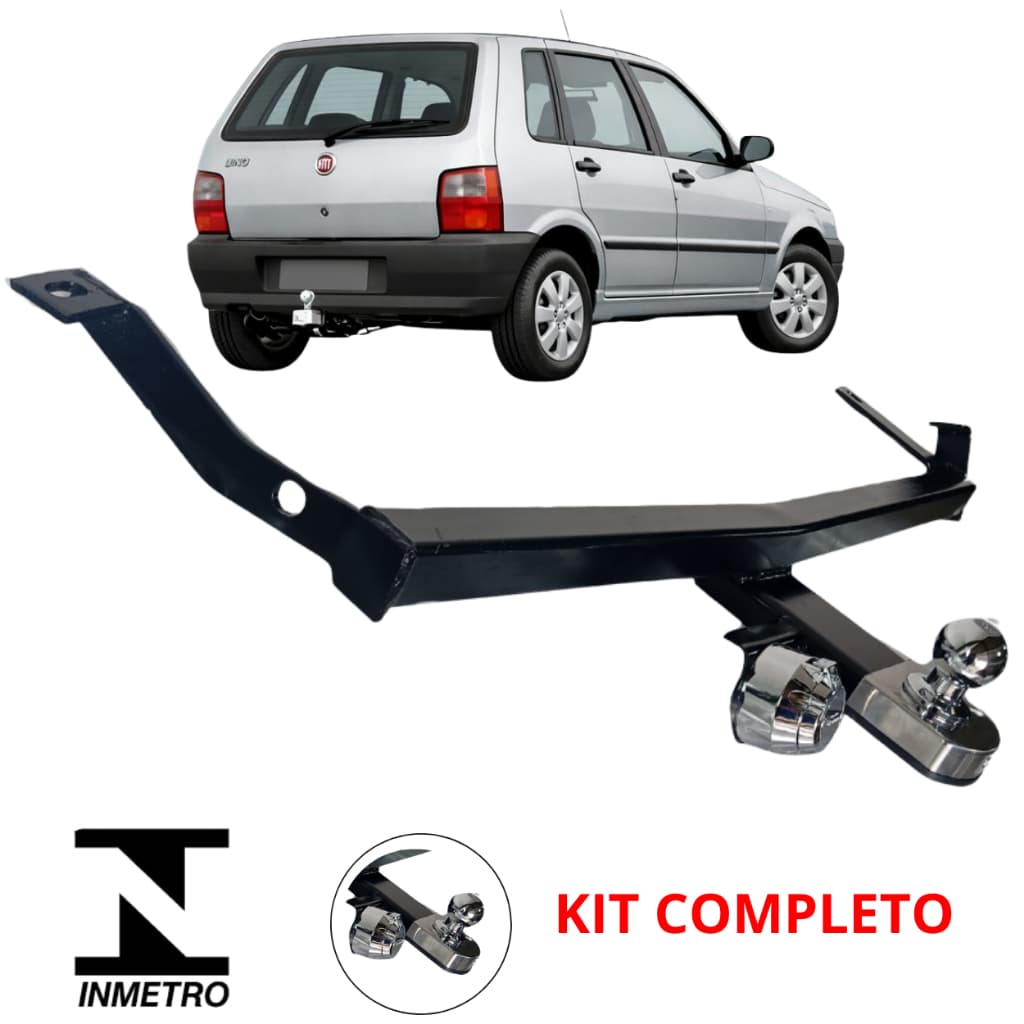 Engate Reboque Fixo Fiat Uno Quadrado De 2004 a 2015 Capacidade 500kg Homologado Inmetro Kit Completo