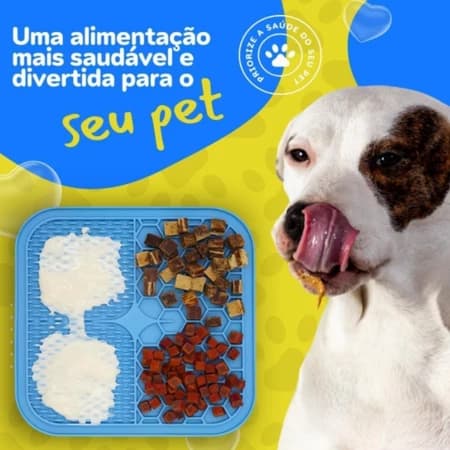 Tapete Multiuso Pet – Comedouro Lento Lamber, Comida Pastosa e Banho