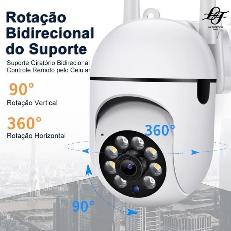 Câmera Segurança Wi-Fi A8: HD 1080p, Visão Noturna, Dupla Lente, Impermeável, para Exterior Yoosee