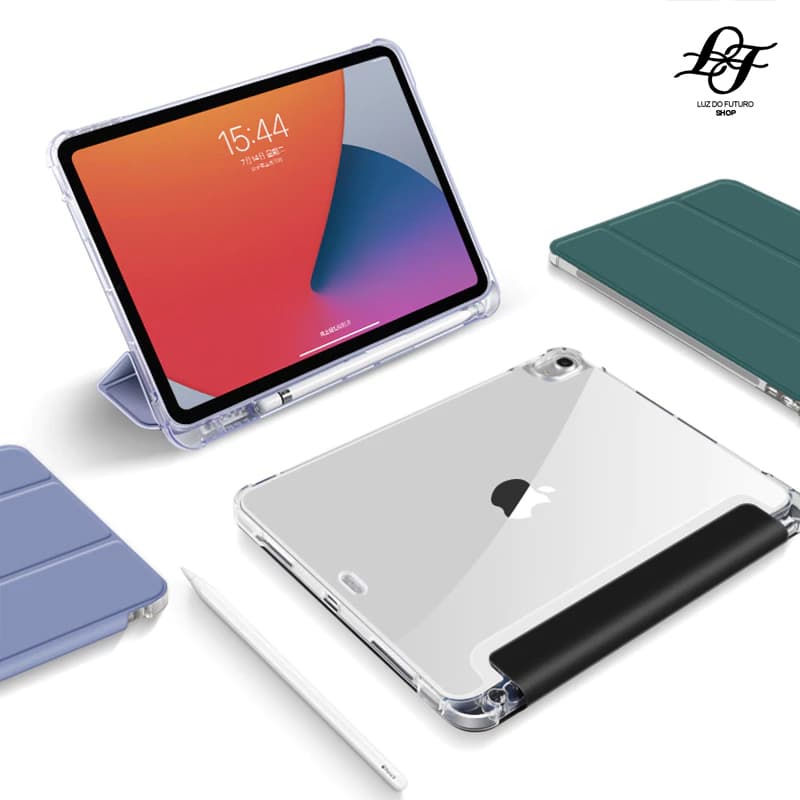 Capa protetora para ipad inteligente, silicone macio translúcido, adequado para ipad12.9 polegadas 8 9 air 4 5ª geração