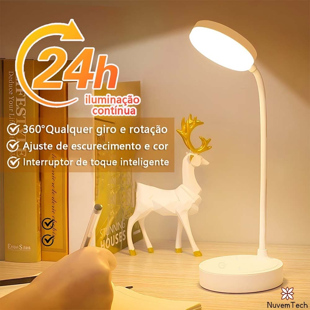 Luminária De Mesa Led Recarregável Usb Sem Fio Com Proteção Para Os Olhos Para Quarto E Sala