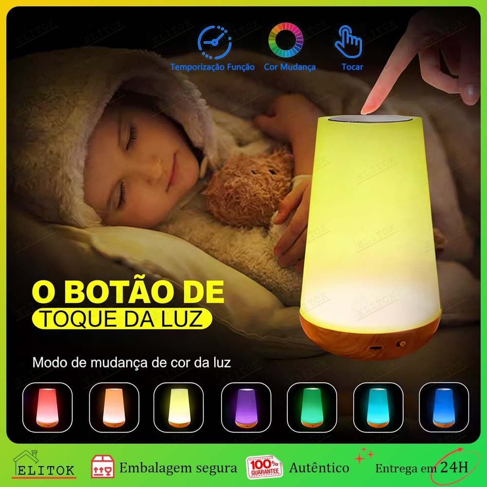 Luminária Luz Noturna De Controle Remoto Com Toque De Recarregável  13 Cores Temporizador Programável