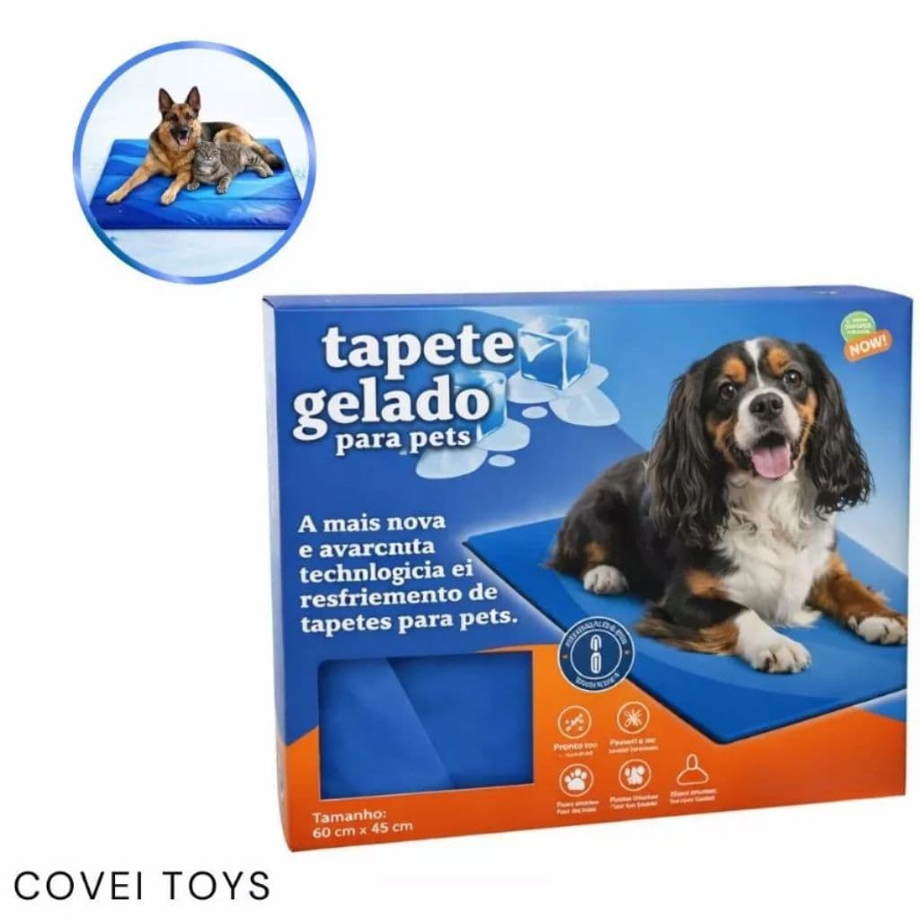 Tapete Gelado Refrescante 60x45cm P/ Cães E Gatos  Pet Azul Liso Alta Resistência Lavável Antiderrapante Atóxico