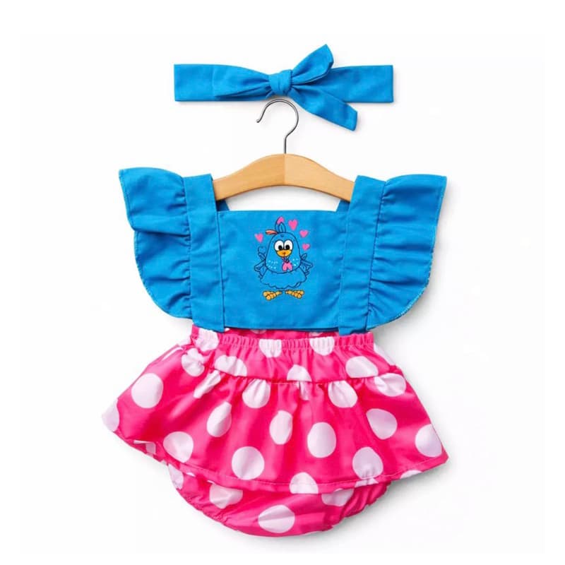 Conjunto Body tematico Mesversário galinha Bebê Menina Fantasia Luxo + laço