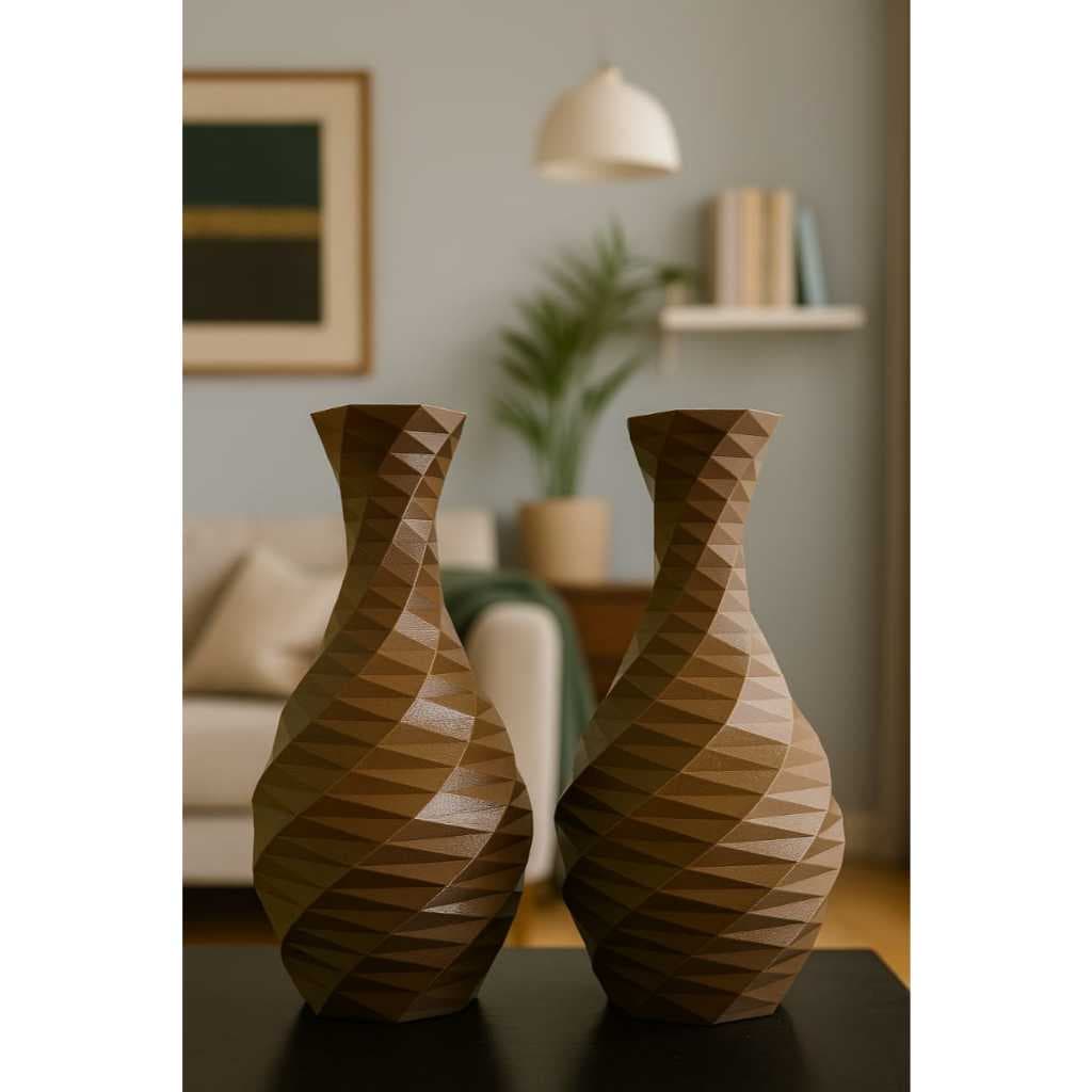 Vaso Decorativo Kit com 2 Vasos Decorativos Exclusivos em 3D