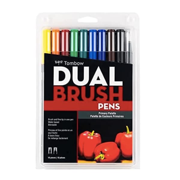 Caneta Brush Tombow Ponta Dupla Primary 10 Un