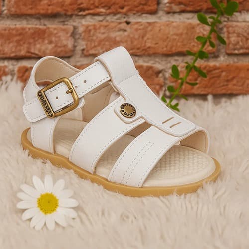 Sandália infantil menino Papete Batizado Pimpolho Casual Básica branca
