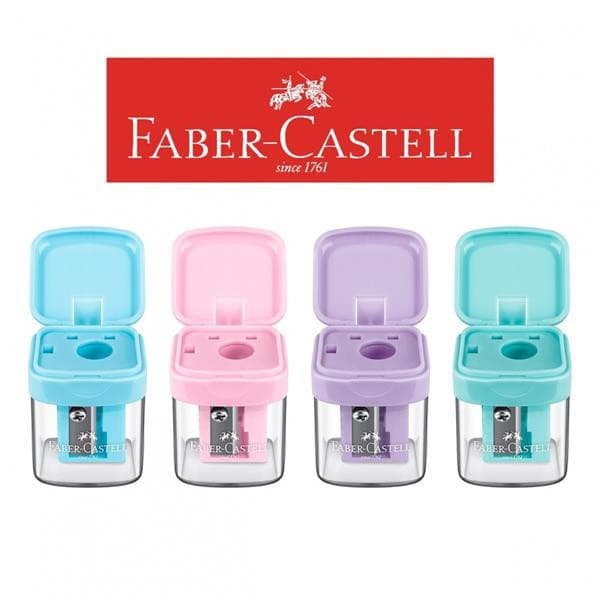 Apontador c/ Depósito Faber-Castell Minibox Tons Pastel – Escolar e Escritório