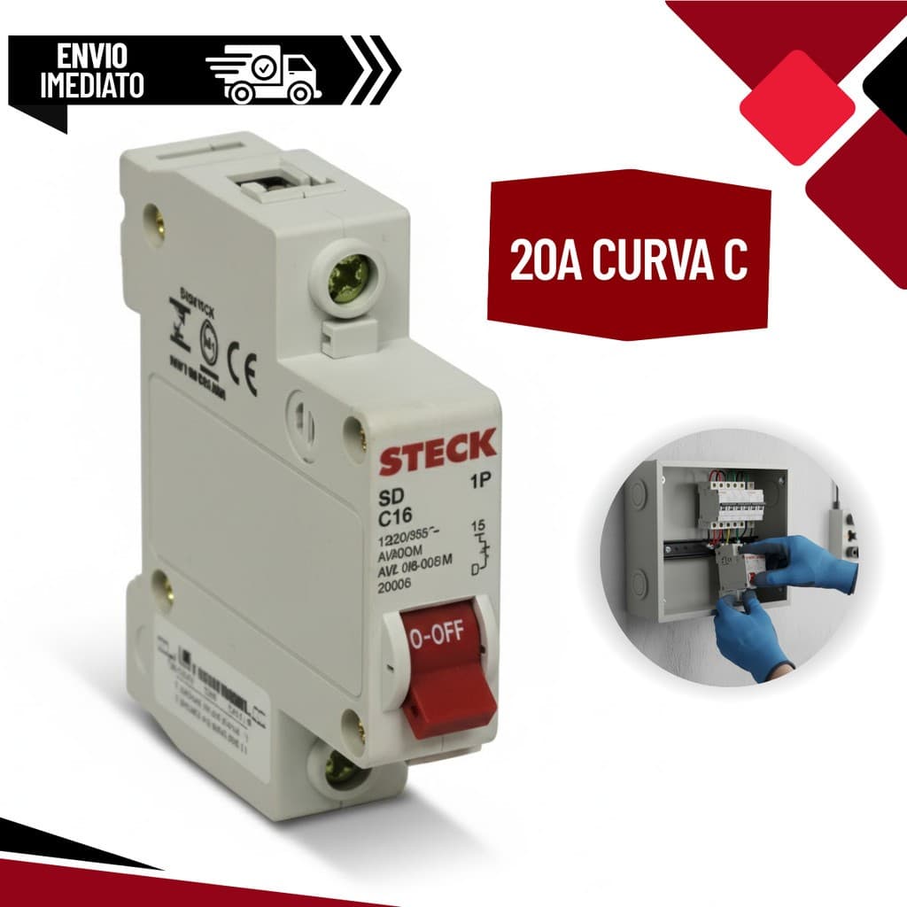 Steck Disjuntor Unipolar 20A Curva C
