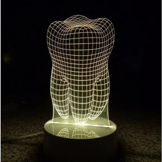 Luminária LED 3D mesa Dente dentista ,Decoração acrílico