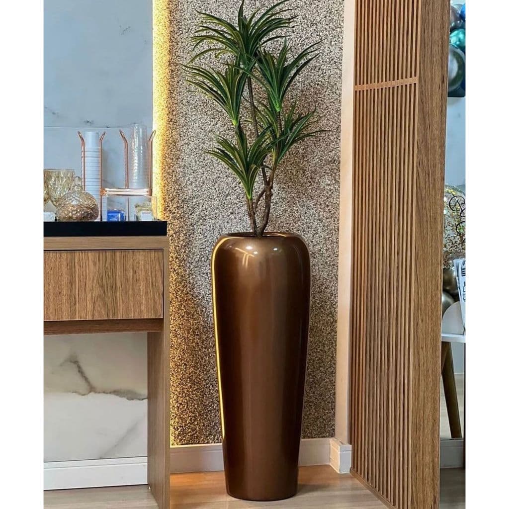 Vaso De Fibra De Vidro Estilo Vietnamita Florida G 95cm Luxo