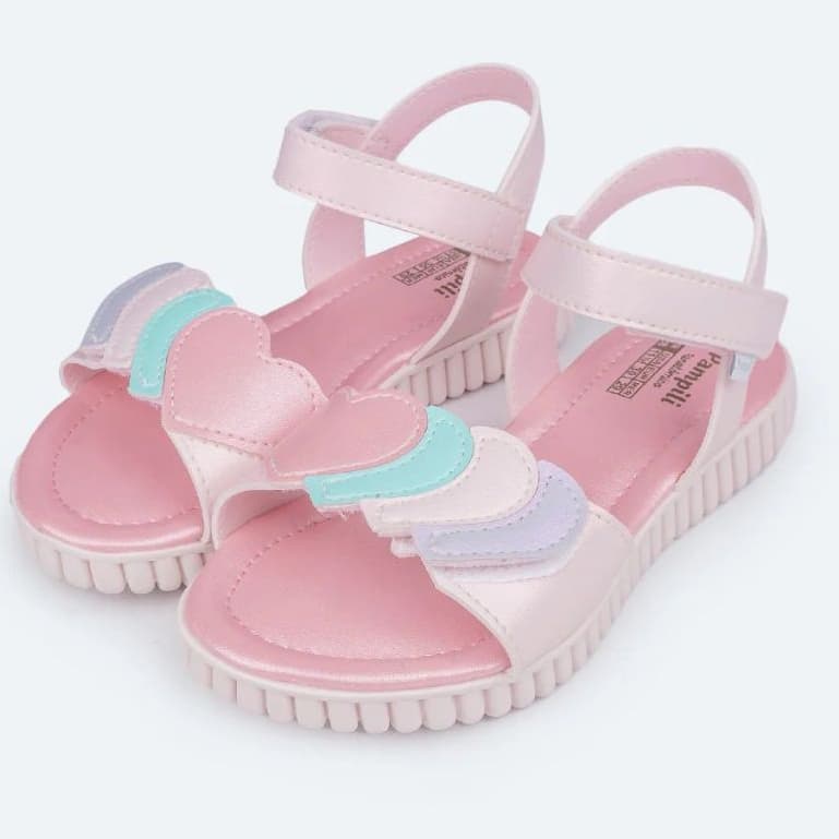 Sandália Candy Pampili Infantil Papete Corações Infantil
