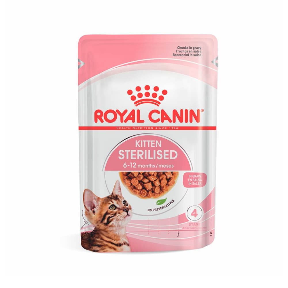 Pack Ração Úmida Royal Canin Sachê Jelly Filhotes Castrados Kitten Sterilised com 12 Sachês 85g