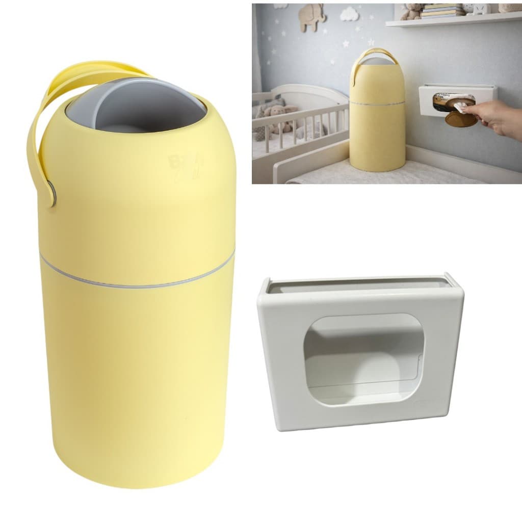 Kit Lixeira Anti Odor e Suporte para Lenço Umedecido