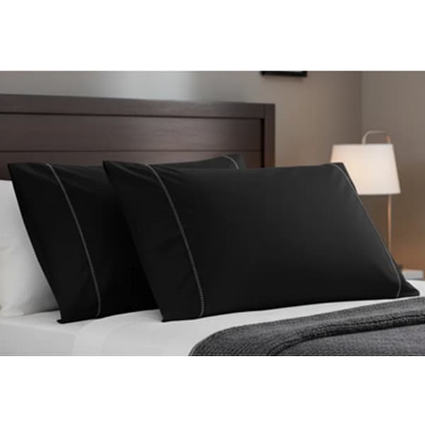 Fronha Preta 90x50 Percal Flex  200 Fios 1 Unidade Com Ponto Palito - Conforto e Estilo