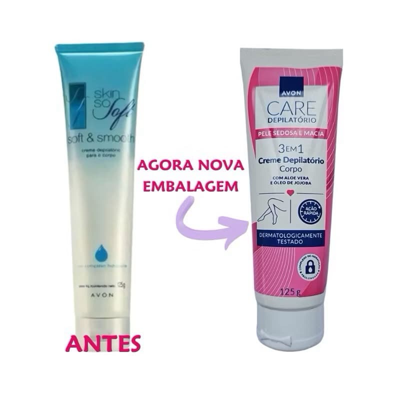 CREME DEPILATORIO SKIN SO SOFT AVON COM COMPLETO HIDRATANTE:  AREA DO BIQUINI, PARA O ROSTO OU PARA O CORPO