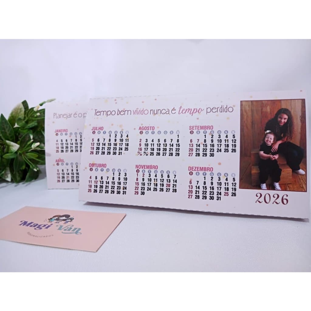 Calendário de mesa personalizado 2026 - Lembrancinha de aniversário calendário de mesa 2026