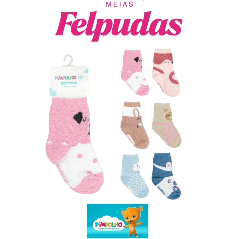 1 Par de meia Felpudas infantil Menina Pimpolho,bem quentinha não escorrega perfeita para o dia frio
