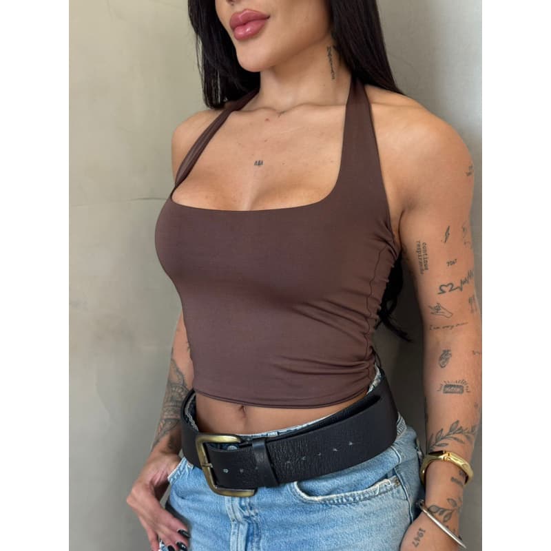 Cropped Feminino Suplex Costas Nua Frente Única Forro Duplo Básico