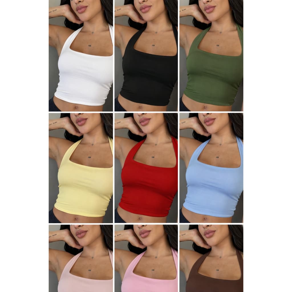 Kit 2 Cropped Feminino Suplex Costas Nua Frente Única Forro Duplo Básico