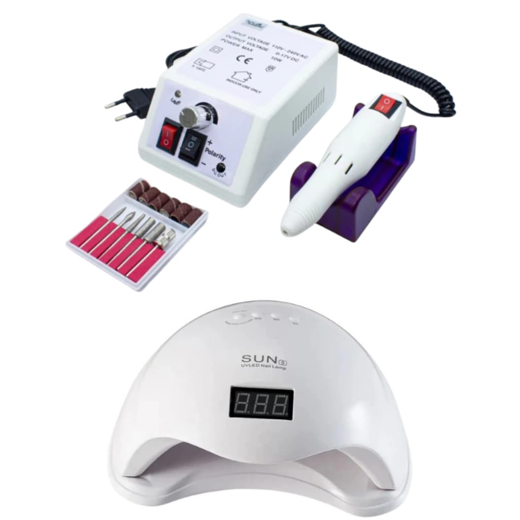 Kit Lixadeira Mercedes 20.000 RPM + Cabine Sun 5 Led Uv 48w Nail Designer Profissional