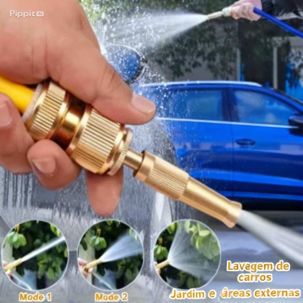 Bico Multifuncional para Mangueira com Acoplador Rápido – Aspersor Reto para Jardim e Lavagem
