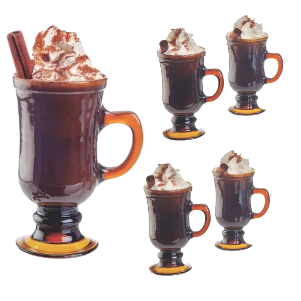 Kit 4 Canecas Cappuccino Âmbar 115ml Vidro Elegante Moderna e Resistente Estilo Sofisticação Café Expresso Cappuccino
